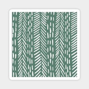 Abstract herringbone pattern - white and sage Magnet