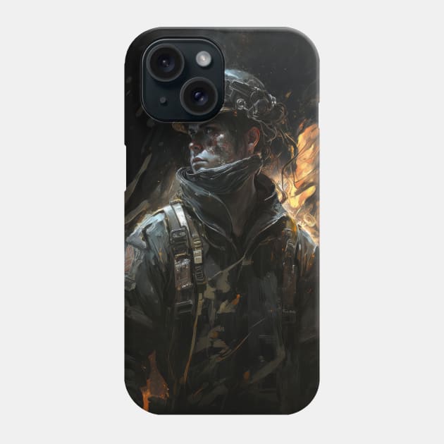 Firefighter Portrait Fantasy Painting Dark Character Wild Spirit Epic Phone Case by Cubebox