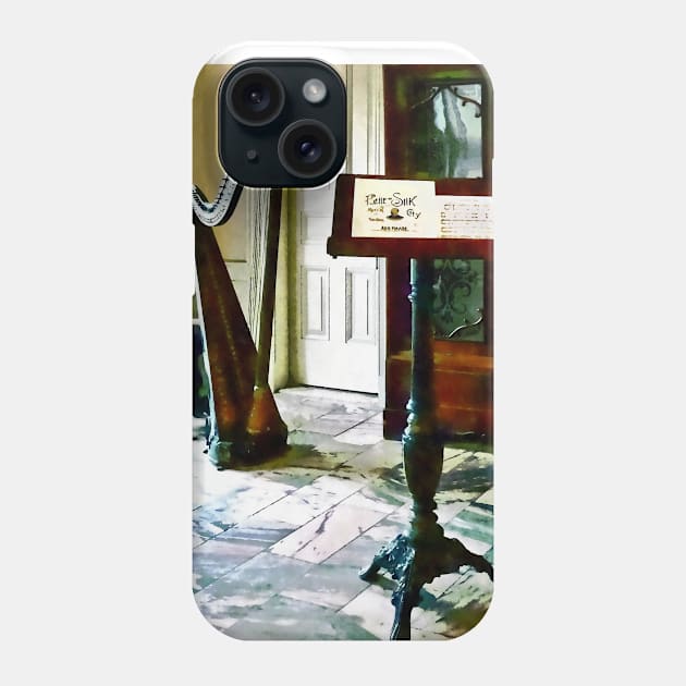 Music - Music Room With Harp Phone Case by SusanSavad