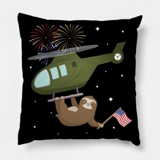 Cute baby sloth rides helicopter Pillow