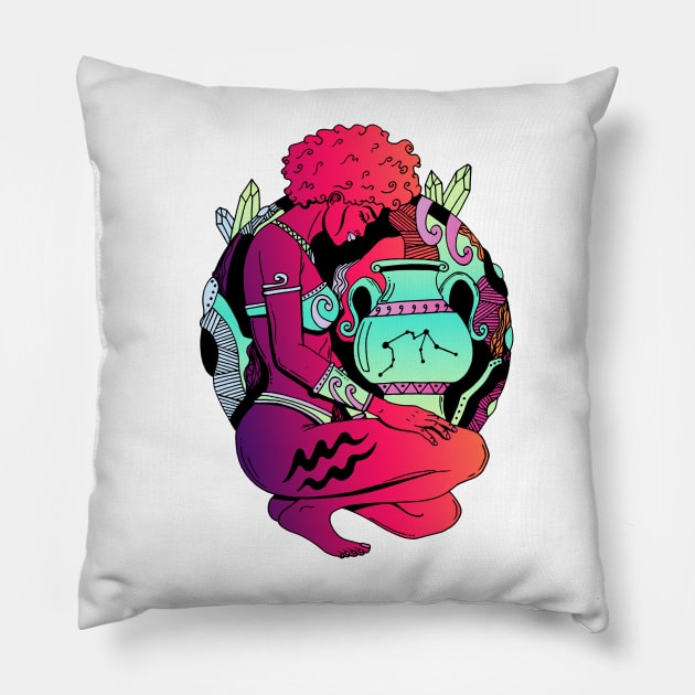 Blue Red Blend Aquarius Beauty Pillow by kenallouis