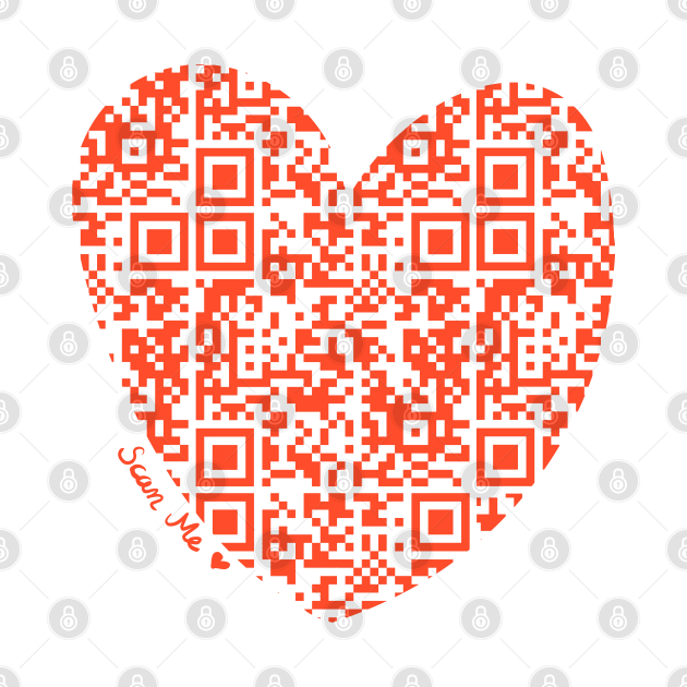 Red Rick Astley Rickroll QR Code Heart Art by VictoriaLehnard