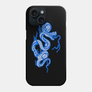 Blue Snake Embroidery Effect Phone Case