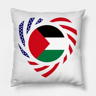 Palestinian American Multinational Patriot Flag Series (Heart) Pillow