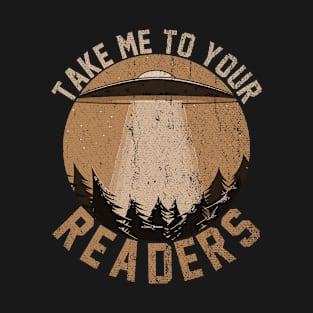 Aliens Retro Bookworm Reading T-Shirt