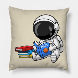 Cute Astronaut Reading Book Cartoon Pillow