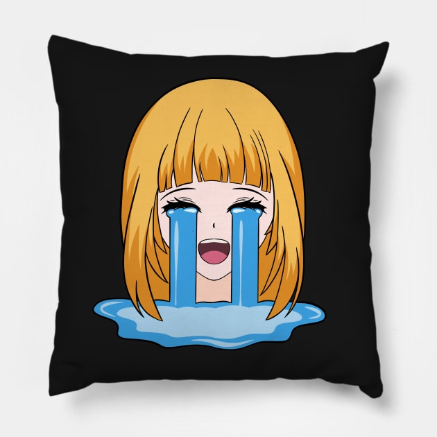 Crying Anime Girl Anime Merch For Teen Girl Pillow by gogo-jr