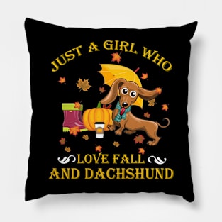 Womens Lovely Dachshund in fall, funny dog lover Pillow