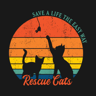 Retro Circle Rescue Cats T-Shirt