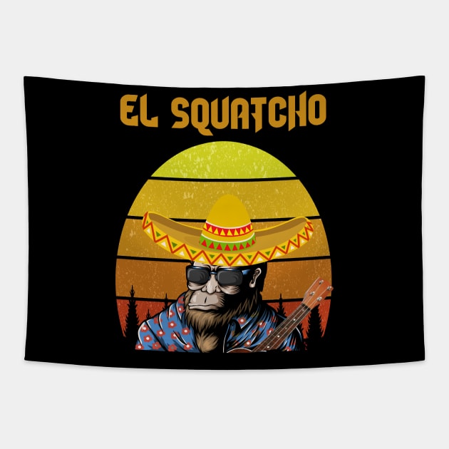 El squatcho Mexican Sasquatch Bigfoot retro t-shirt Tapestry by DODG99