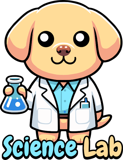 Science Lab Cute Science Dog Pun Kids T-Shirt by Cute And Punny