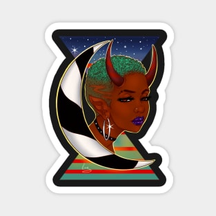 Crescent Demon | Black Fantasy Art Magnet