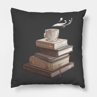 Stack of Books and Teacup Pillow