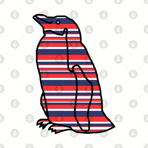 Red and Blue Stripes Penguin by ellenhenryart