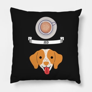 Coffee and Brittany Spaniel Hunting Dog Gift Puppies Owner Lover Pillow