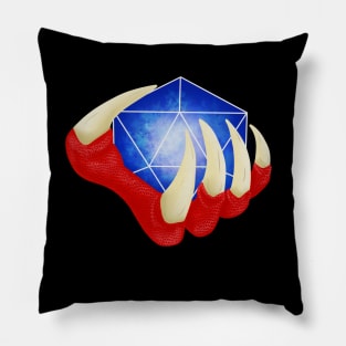 Dungeons and Dragons Red Dragon Claw Holding a D20 Dice Pillow