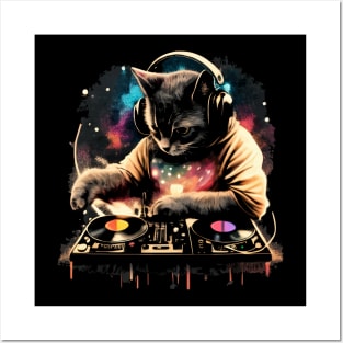 Minimalist DJ Kitty Square Poster Print