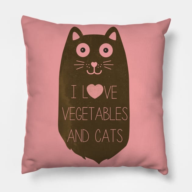 vegan cat - vegetables and cat Pillow by teemarket