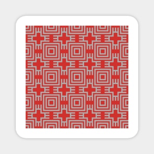 Cardinal red and gray abstract geometric pattern Magnet