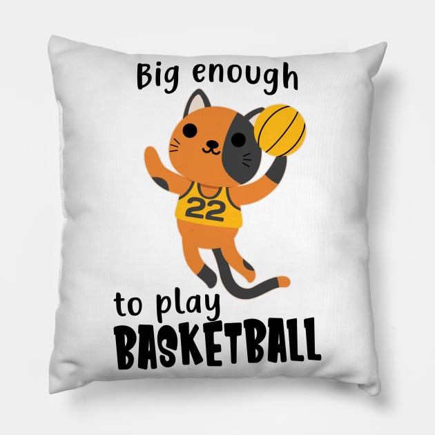 Children Basketball Cat Funny Sports Animals Pillow by Foxxy Merch