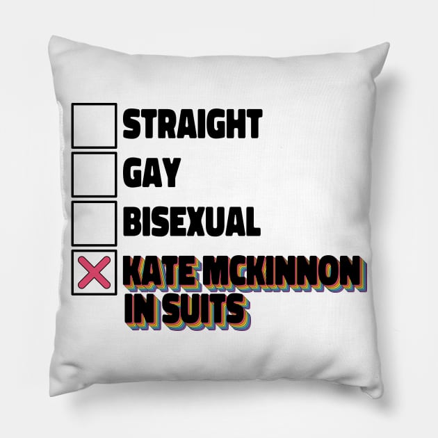 Kate McKinnon in Suits Pillow by ColoredRatioDesign