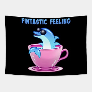 Fintastic Feeling Funny Dolphin Tapestry