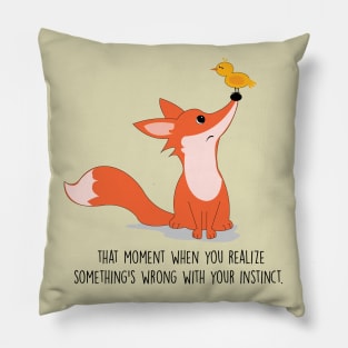 Little red fox and bird Pillow