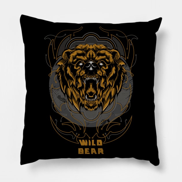 Wild Bear Pillow by MONMON-75