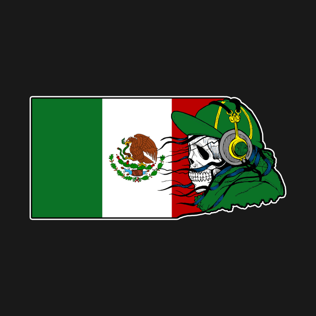 Mexican Skull, Mexico Flag, Dia De los Muertos, Mexico by Jakavonis