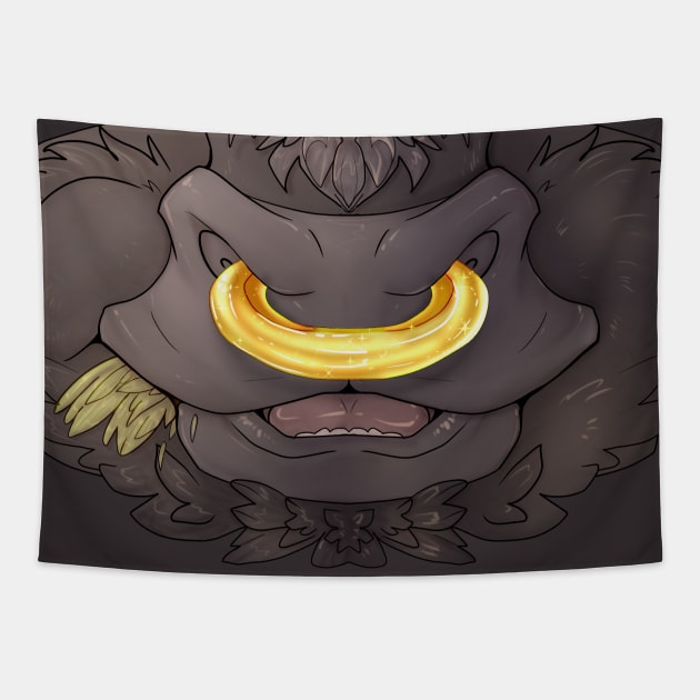 Angus Cow Mask w/ Septum Ring Tapestry by Acteus