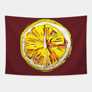 Retro Lemon Slice Illustration Tapestry