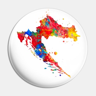 Croatia Map Watercolor Painting Pin