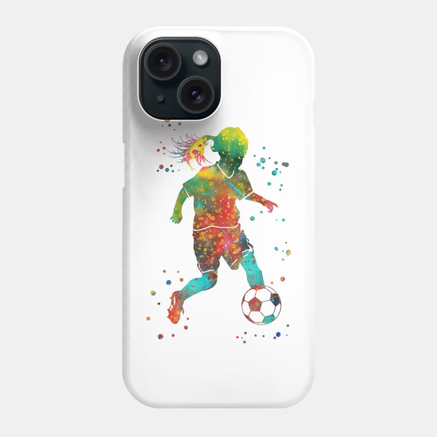 Soccer Player Little Girl With Ball Phone Case by RosaliArt