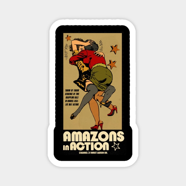 Vintage Ladies Wrestling Magnet by Kujo Vintage