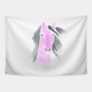 horse, pink, animal, cute, steed, horse racing, animal, bright, watercolor, painting, art, Tapestry