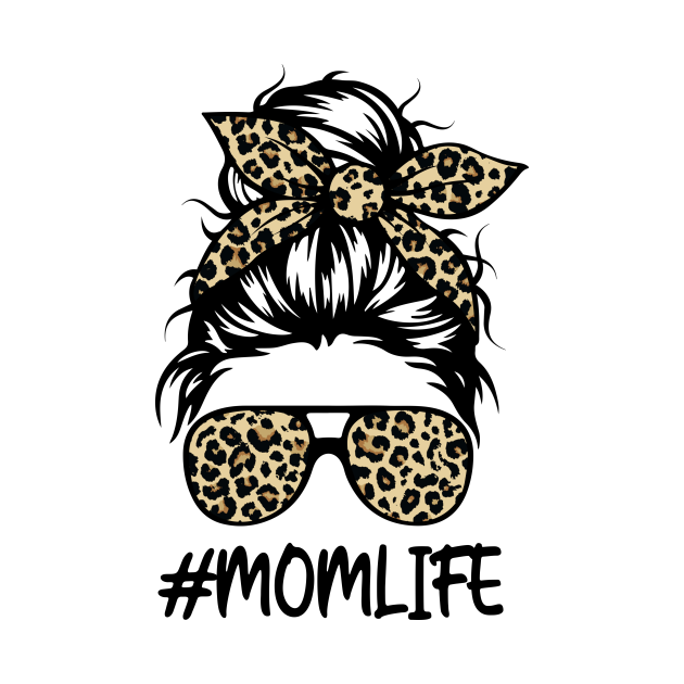 Mom Life Messy Bun Hair Bandana Leopard Print - Mom Life Messy Bun Hair ...