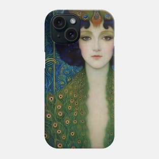 Art Deco style portrait of a Woman in Peacock Fashion Phone Case
