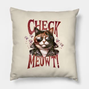 Funny Calico Cat Parody Meme Funny Cute Cat Lover, distressed effect Pillow