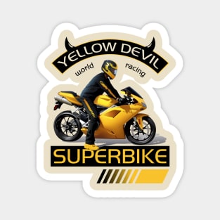 Yellow Devil Superbike World Racing, T-shirt for Biker, MotorCycle Rider Tee, Biker Dad Gift Magnet