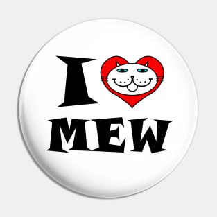 I Heart Cat - White Cat Blue Eyes Pin