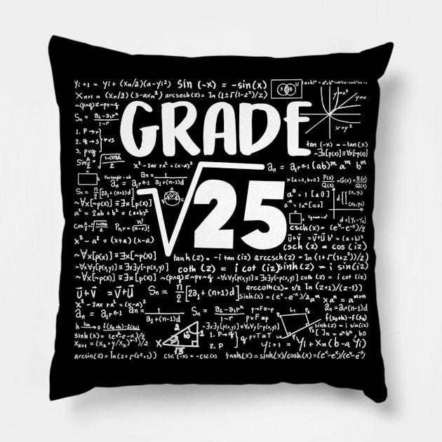 5Th Grade Back To School Shirt Square Root Of 25 Math Gift Pillow by agustinbosman