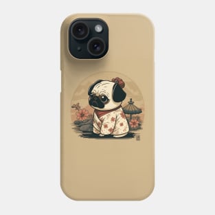 Pug in Tradition: Japanese Attire in Anime Style Phone Case