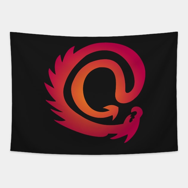 Cranberry Orange Vignette @ At Sign Symbol Cyber Dragon Design Tapestry by LuckDragonGifts