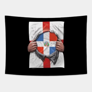 Dominican Republic Flag English Flag Ripped Open - Gift for Dominican From Dominican Republic Tapestry