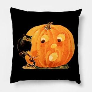 Vintage Halloween Jack O Lantern and Owl Pillow