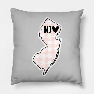 USA States: New Jersey (pink plaid) Pillow