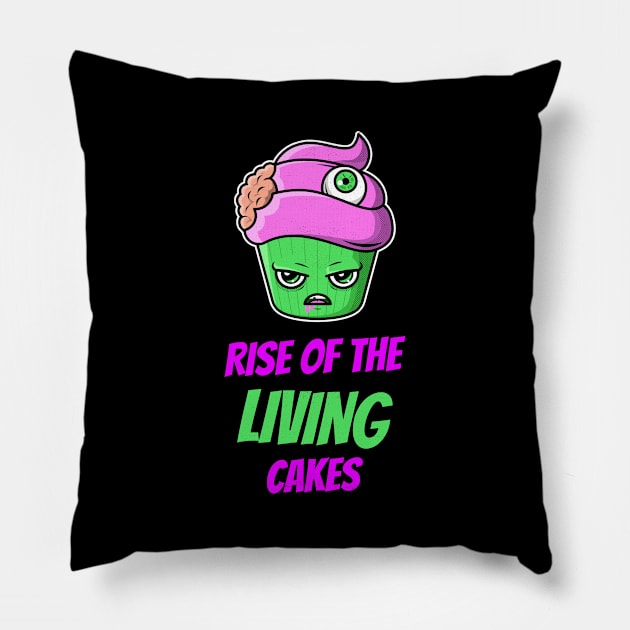 Halloween Cute Cupcake Zombie Pillow by SpookyHalloween