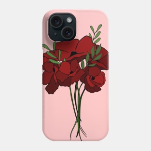 Red poppies flowers illustration Phone Case