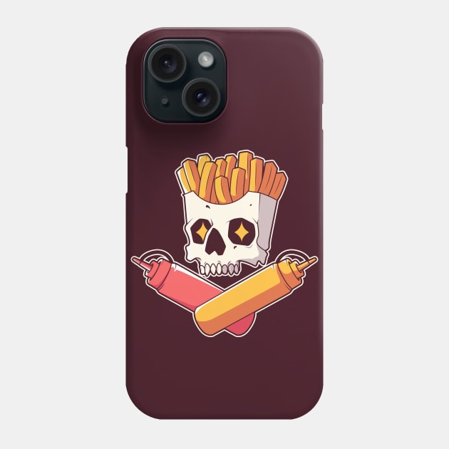 Killer Fast Food // Skull French Fries with Ketchup & Mustard Phone Case by SLAG_Creative