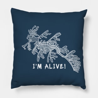 Leafy Seadragon - I'm Alive! - detailed animal ink design Pillow